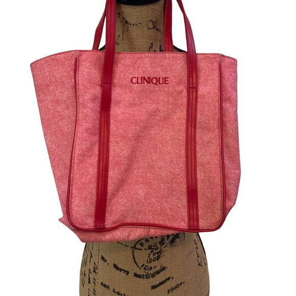 Clinique Handbags - Retro Clinique Perfume Pink Tote Shopping Bag